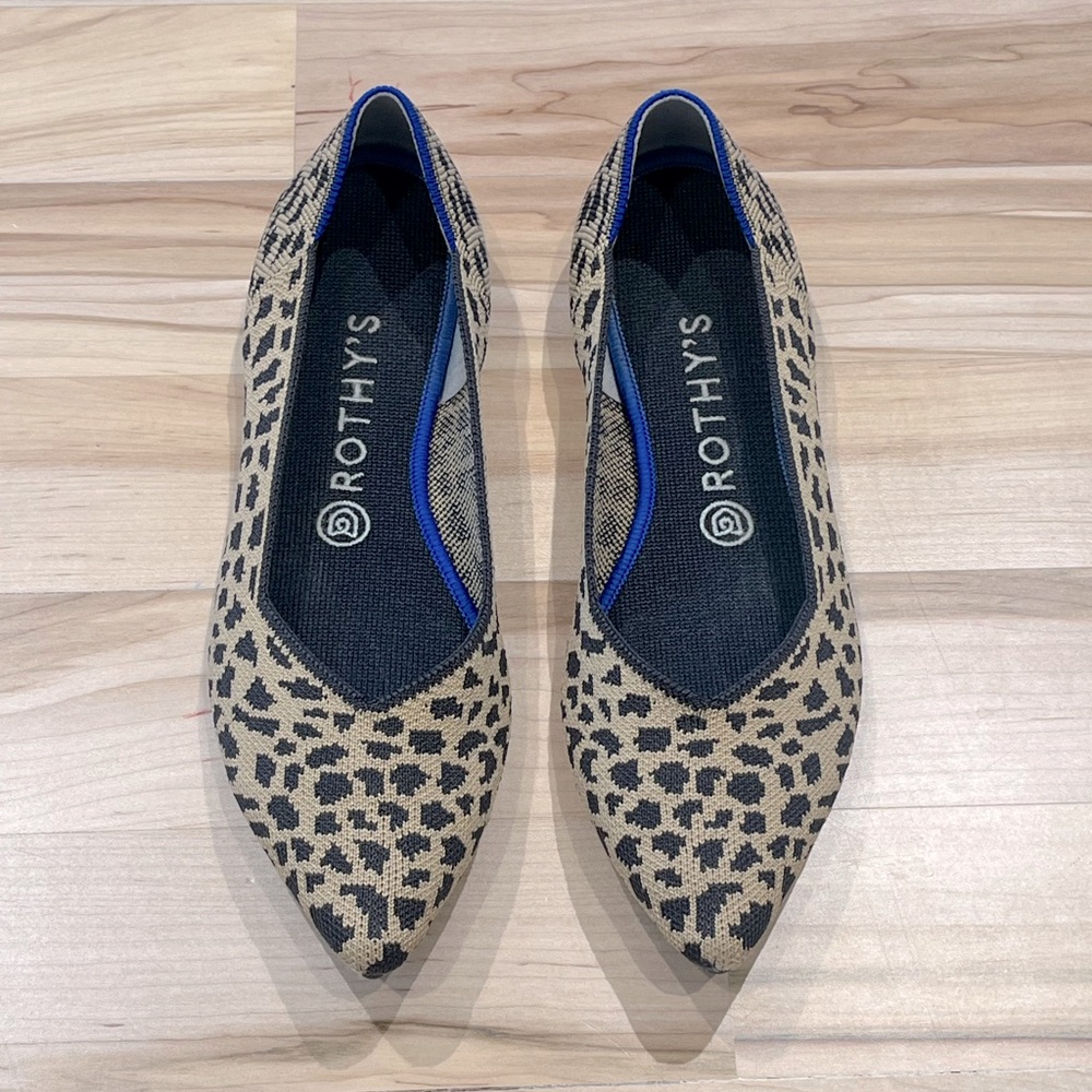 Rothy’s The Point Flats - Black and Tan Cheetah Print, Size 9.5 - Picture 2 of 9